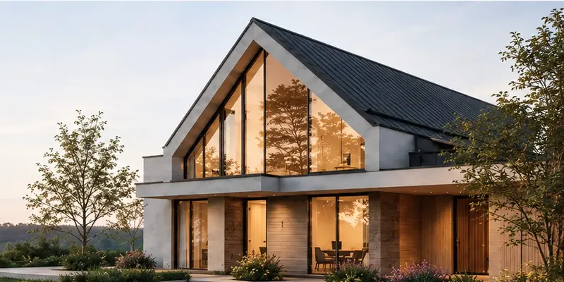Modernes Einfamilienhaus als Architekturvisualisierung