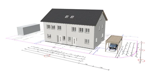 3D-Vorentwurf eines Doppelhauses